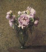 Henri Fantin-Latour Glazen vaas met pioenen oil